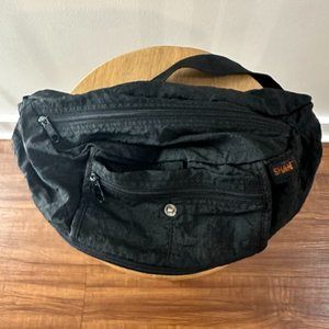 Vintage Shane Black Fanny Pack Bum Bag Waist Three Pocket 80s Retro Design